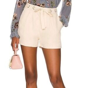 PAIGE Teyana Linen Blend Drawstring Waist Shorts With Pockets Size 12